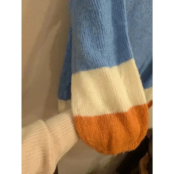 Women's blue, white & peach color block sweater by Nine West size L - Picture 3 of 8